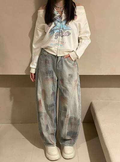 小畫家刷染微彎刀牛仔褲4