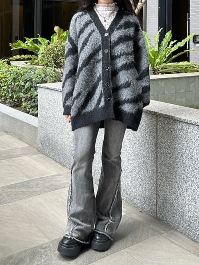 重磅斑馬紋毛茸茸針織外套1