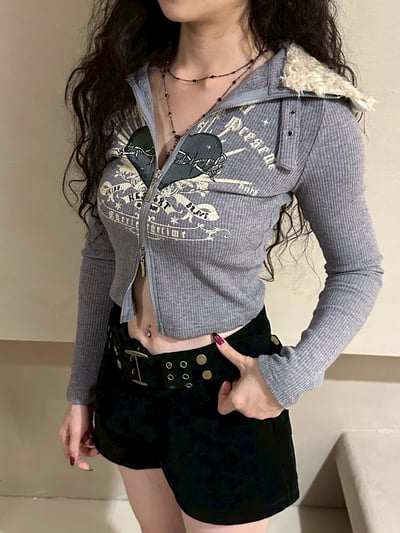 美式辣妹羊羔毛翻領上衣4