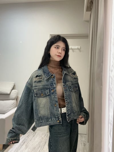 復古刷色刷破重磅牛仔外套3