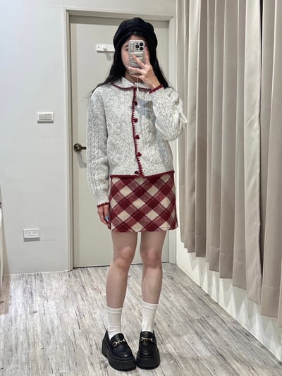 卡哇依愛心扣麻花針織衫2