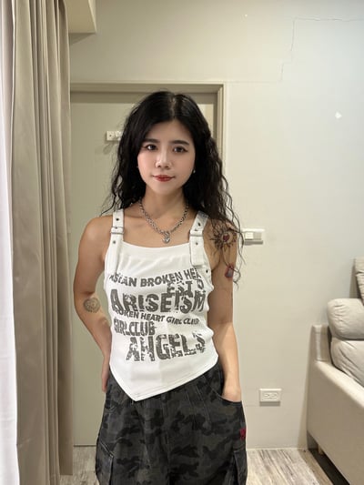 字母寬帶設計款背心1