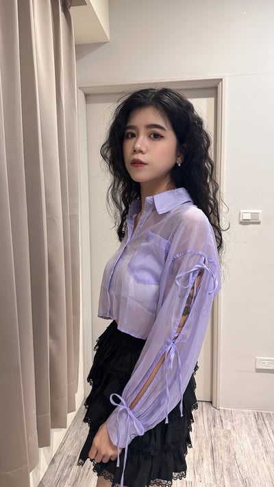 日牌蝴蝶結綁帶罩衫2