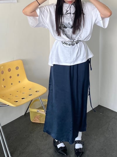 正韓 波光粼粼緞面光澤長裙9