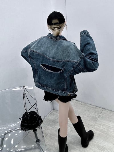 復古刷色刷破重磅牛仔外套6