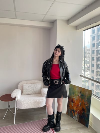 正韓 辣妹騎士率性短裙1