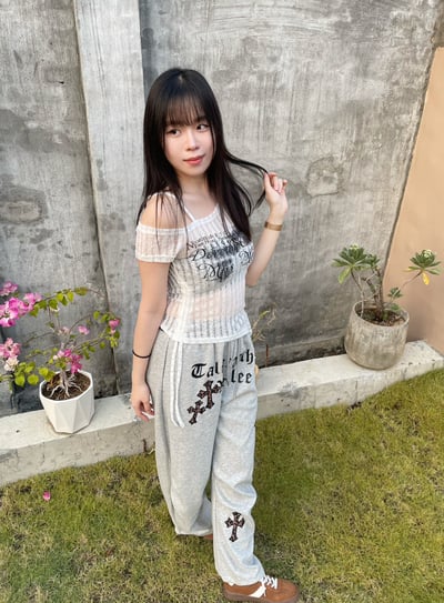 豹紋十字拼接棉褲6