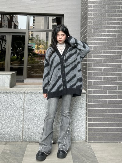 重磅斑馬紋毛茸茸針織外套4