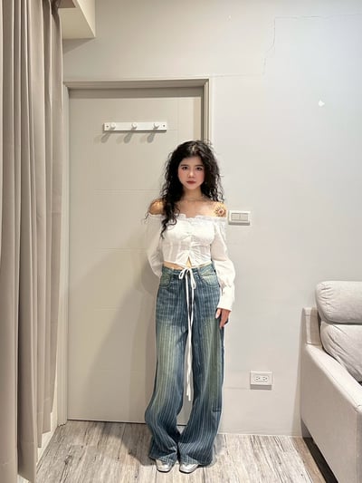 直條紋調節牛仔褲4