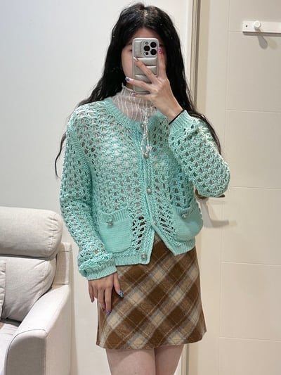 正韓 細節控精緻雙口袋針織外套2