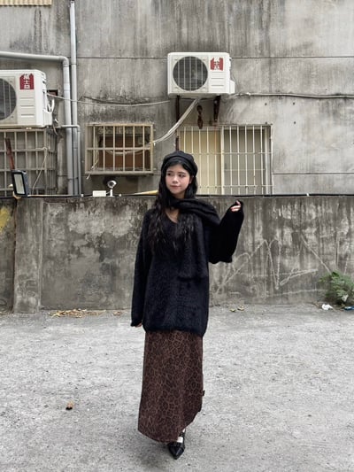 狂野豹紋麂皮A字裙5