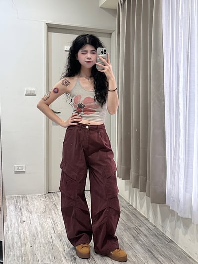 超顯瘦大口袋工裝褲6