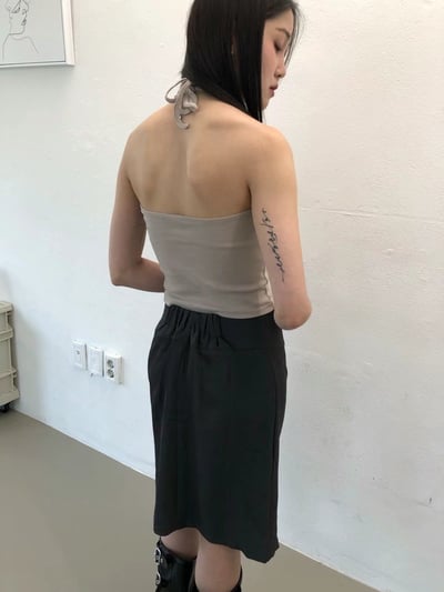 正韓 胭脂花朵繞脖綁帶背心3