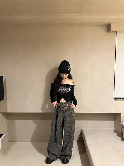 狂野豹紋牛仔褲（附愛心皮帶）7