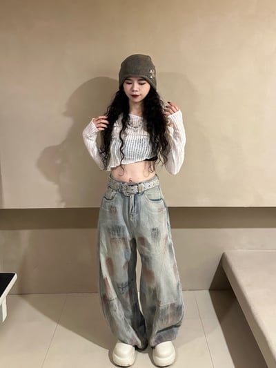 小畫家刷染微彎刀牛仔褲1