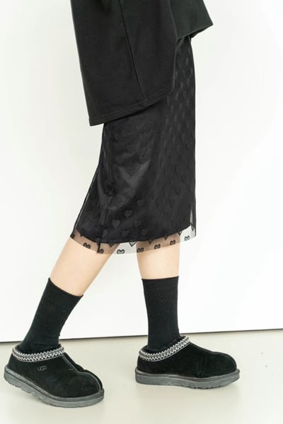 正韓設計師款 愛心網紗雙層六分裙6