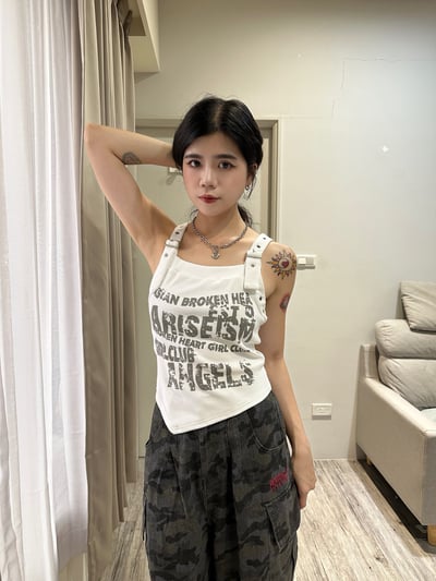 字母寬帶設計款背心4