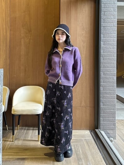 考克撞色針織開衫毛衣2