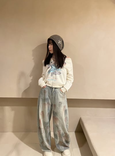 復古手繪星星一字領衛衣8