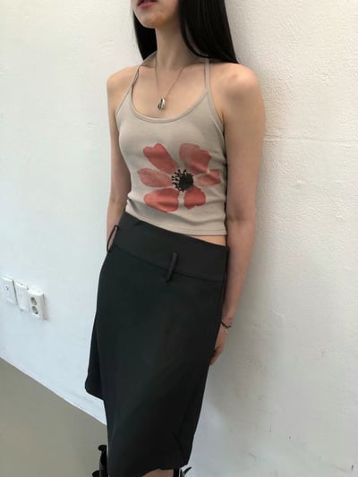 正韓 胭脂花朵繞脖綁帶背心4