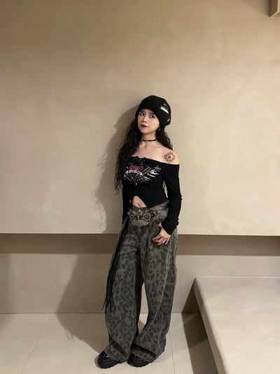 狂野豹紋牛仔褲（附愛心皮帶）6