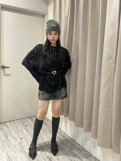 秋日落葉洞洞長版針織衫5