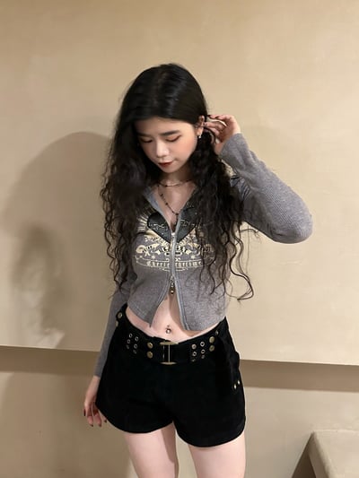 美式辣妹羊羔毛翻領上衣3