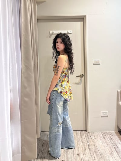 百搭必備刷破直筒牛仔褲12