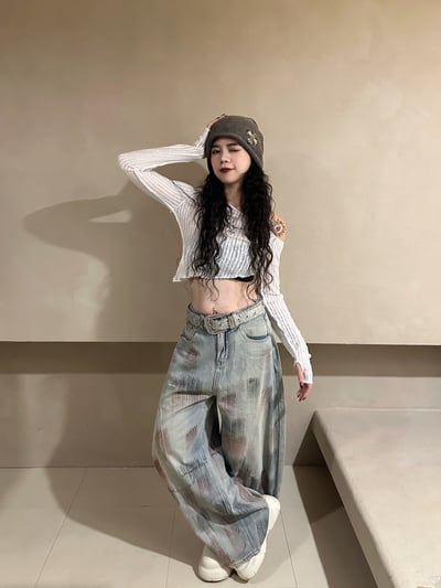 小畫家刷染微彎刀牛仔褲3