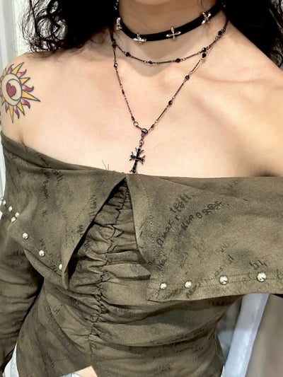 怪誕黑十字架choker項鍊組1