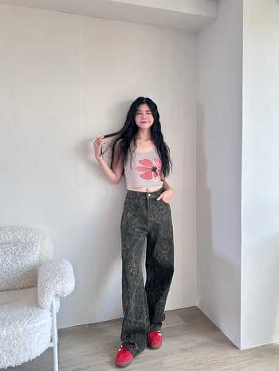 正韓 胭脂花朵繞脖綁帶背心5