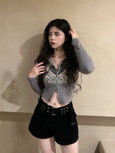 美式辣妹羊羔毛翻領上衣5