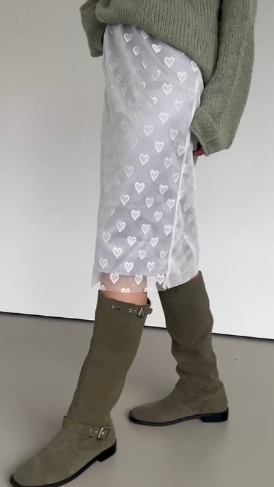 正韓設計師款 愛心網紗雙層六分裙2