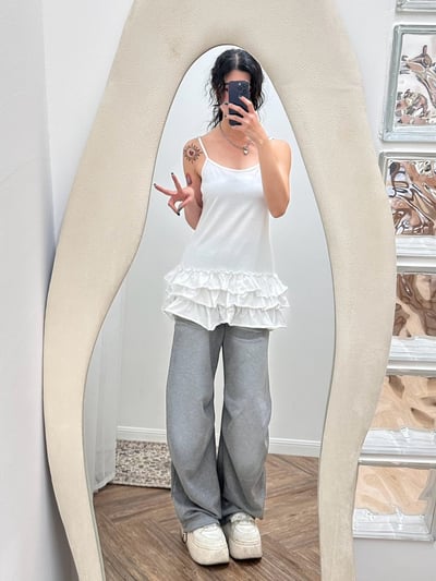 韓妞主場 花邊疊穿細肩背心5