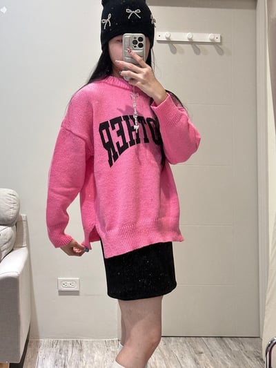 條紋滾邊字母毛衣2