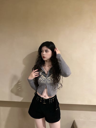 美式辣妹羊羔毛翻領上衣6