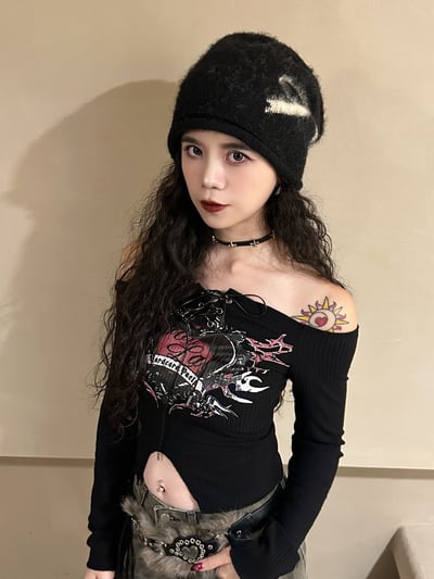 美式辣妹修身一字領上衣3