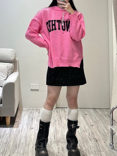 條紋滾邊字母毛衣1