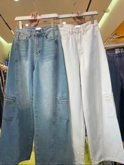 百搭寬鬆直筒牛仔褲15