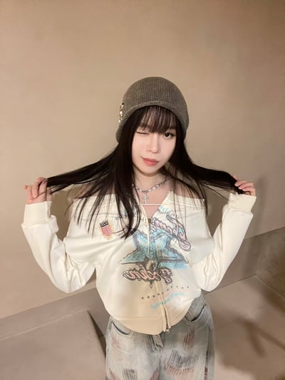 復古手繪星星一字領衛衣2