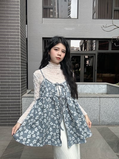 泡泡立體小花綁帶背心4