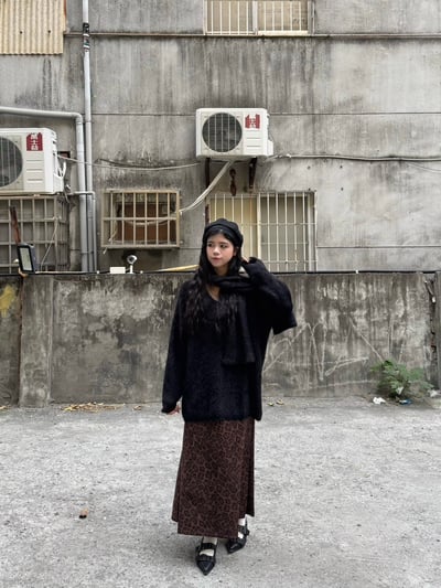 狂野豹紋麂皮A字裙4