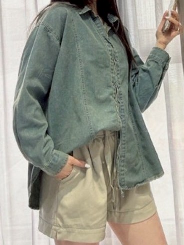 親膚牛仔軟料襯衫4