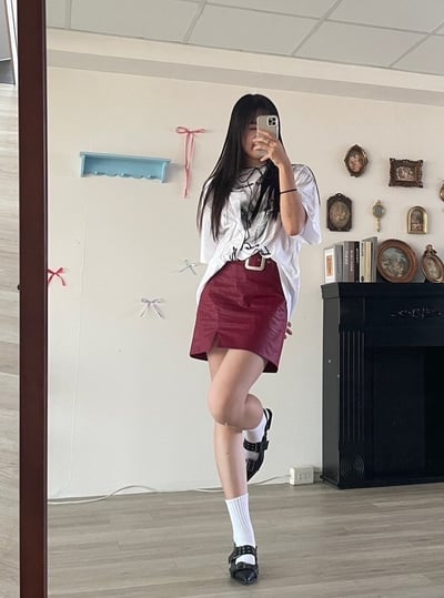 正韓 辣妹騎士率性短裙11