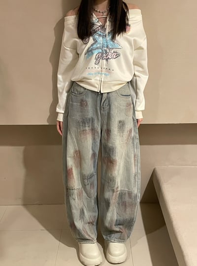 小畫家刷染微彎刀牛仔褲6