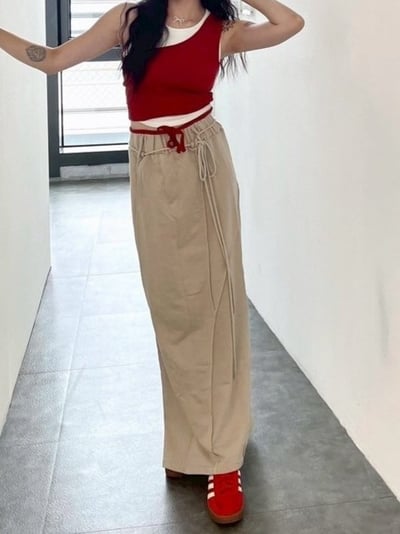 正韓 四季皆宜多綁法明線棉裙1