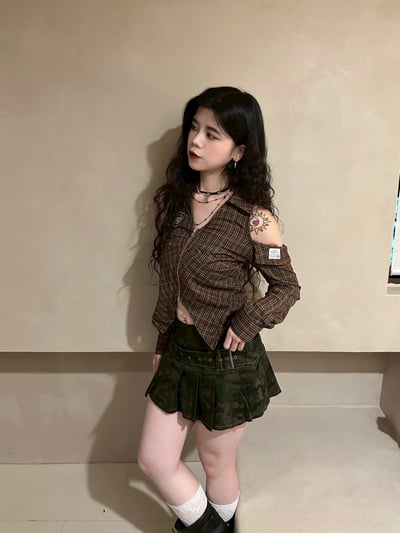 雙腰帶百褶牛仔裙4