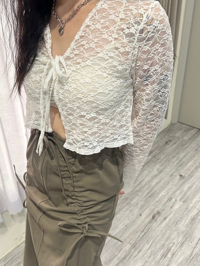 正韓 超親膚純慾小心機蕾絲罩衫3