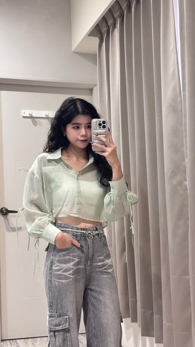 日牌蝴蝶結綁帶罩衫4