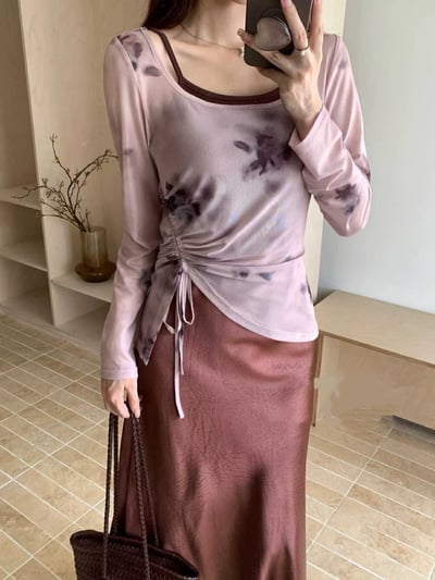 水墨暈染親膚長袖上衣1